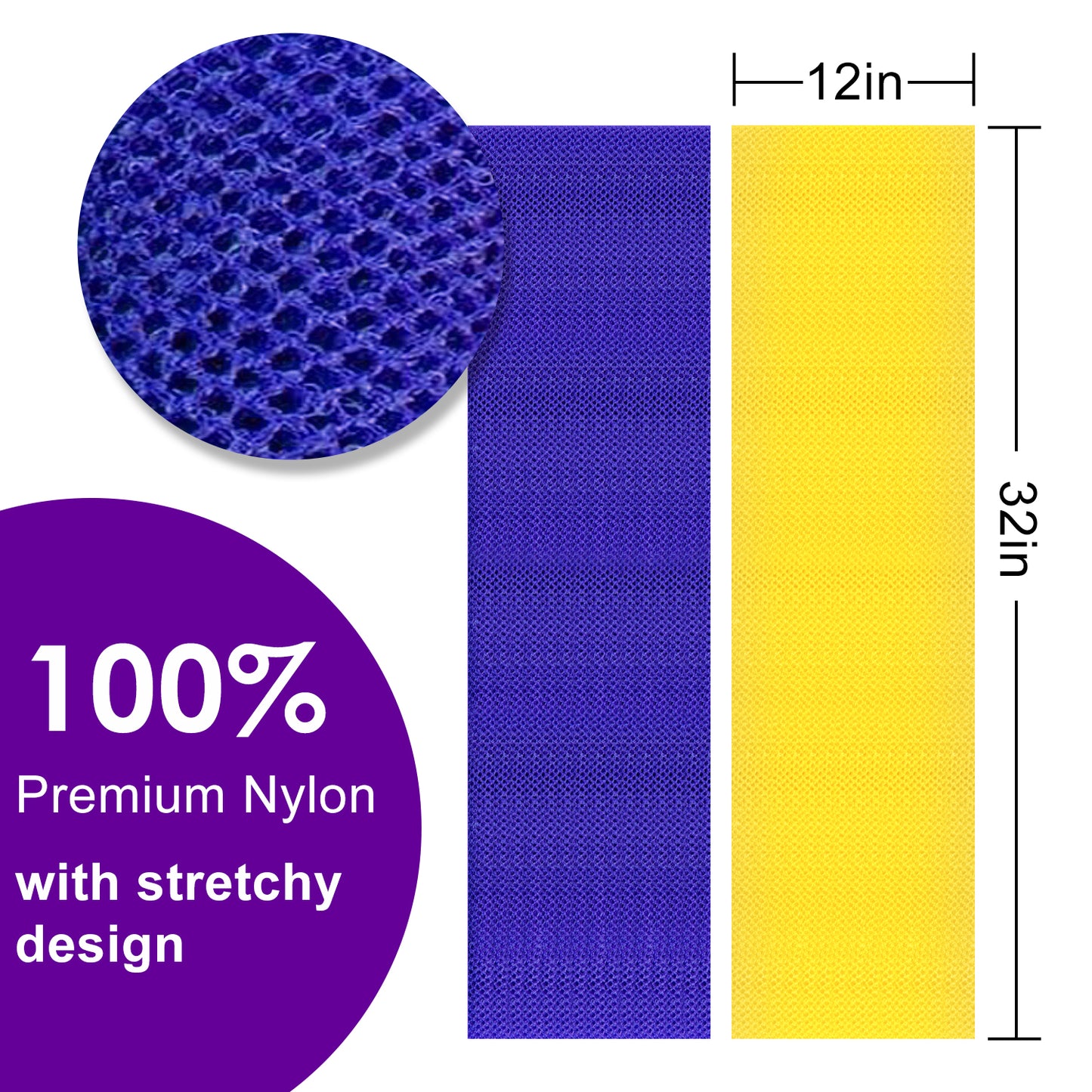 African Bath Sponge, Exfoliating Body Back Scrubber for All Skin Types, Blue & Yellow