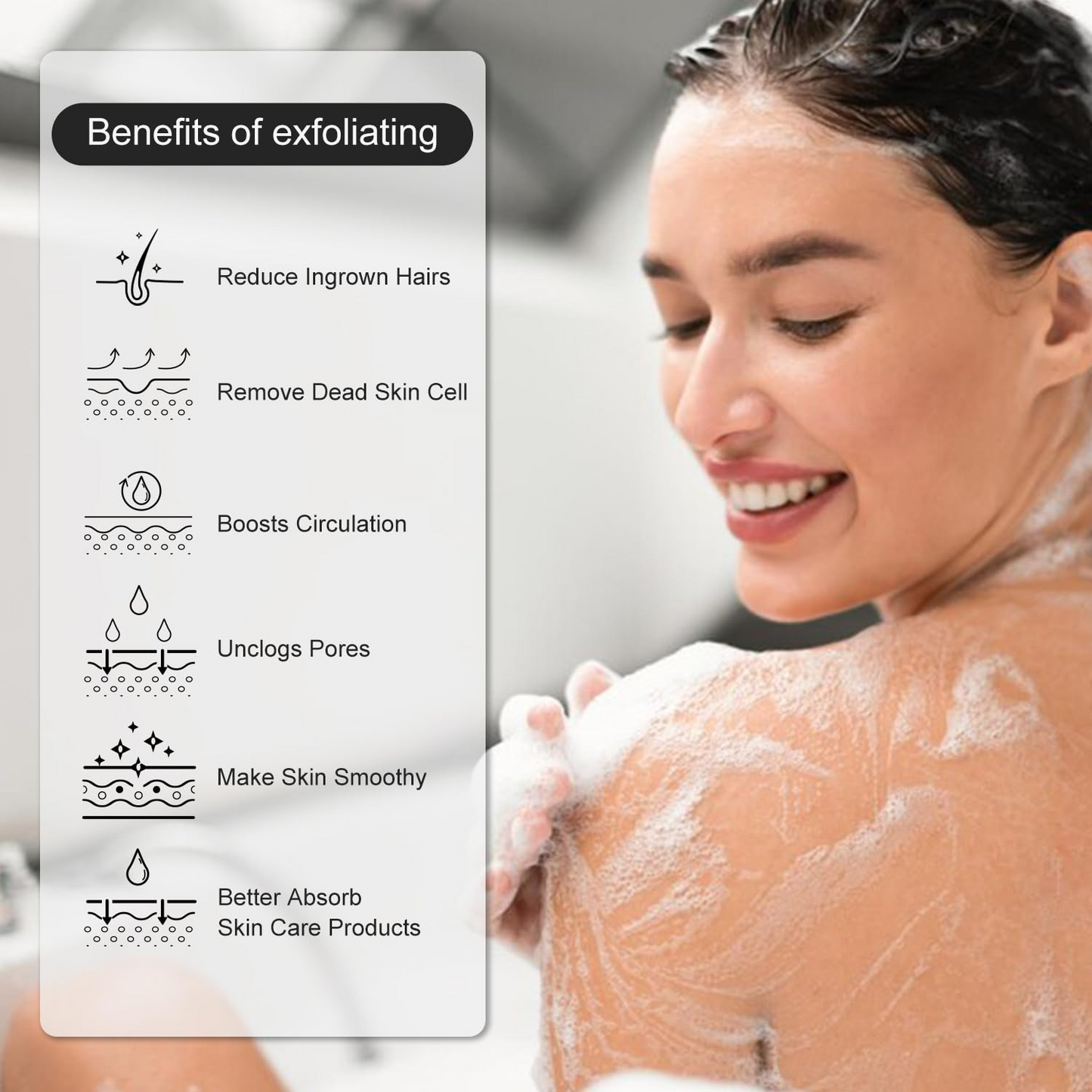 3 Pack Exfoliating Gloves for Shower(Black 3 Pack)