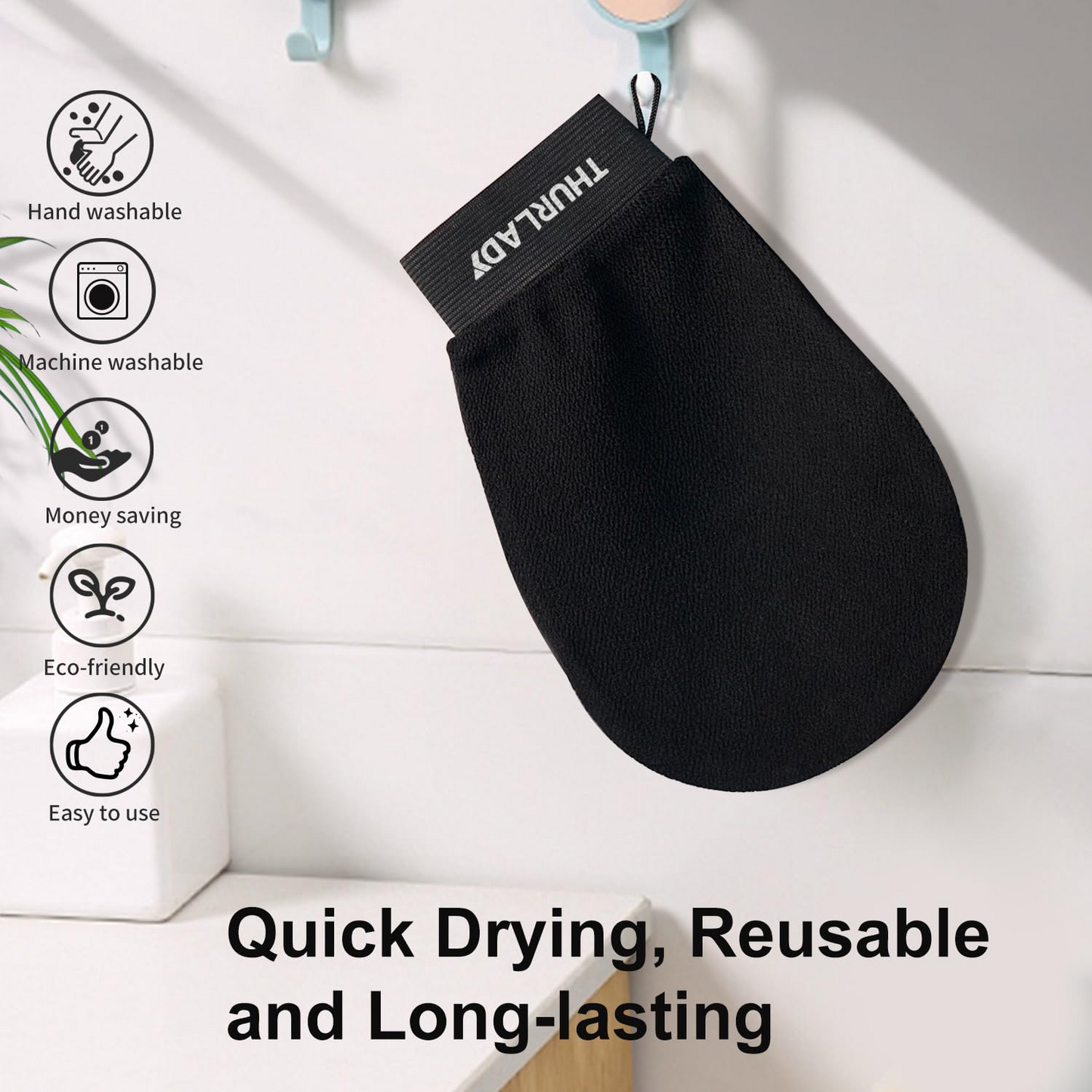 3 Pack Exfoliating Gloves for Shower(Black 3 Pack)