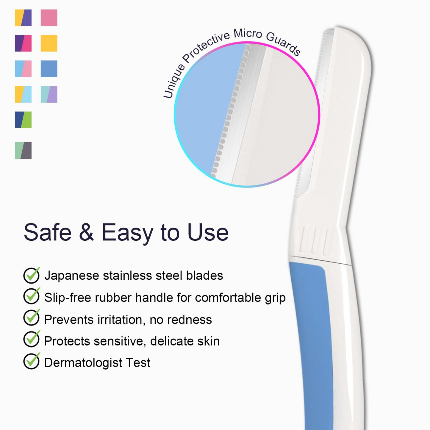 Dermaplane Razor for Women Face (12Count, Blue)