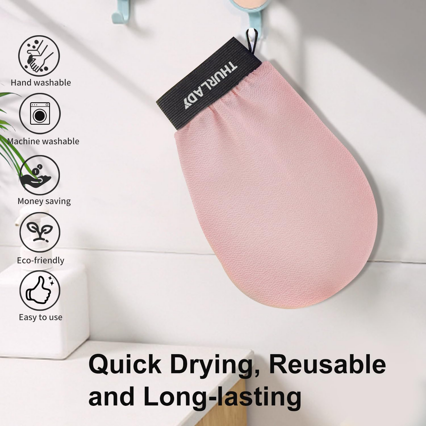1 Pack Exfoliating Glove for Shower, Pink