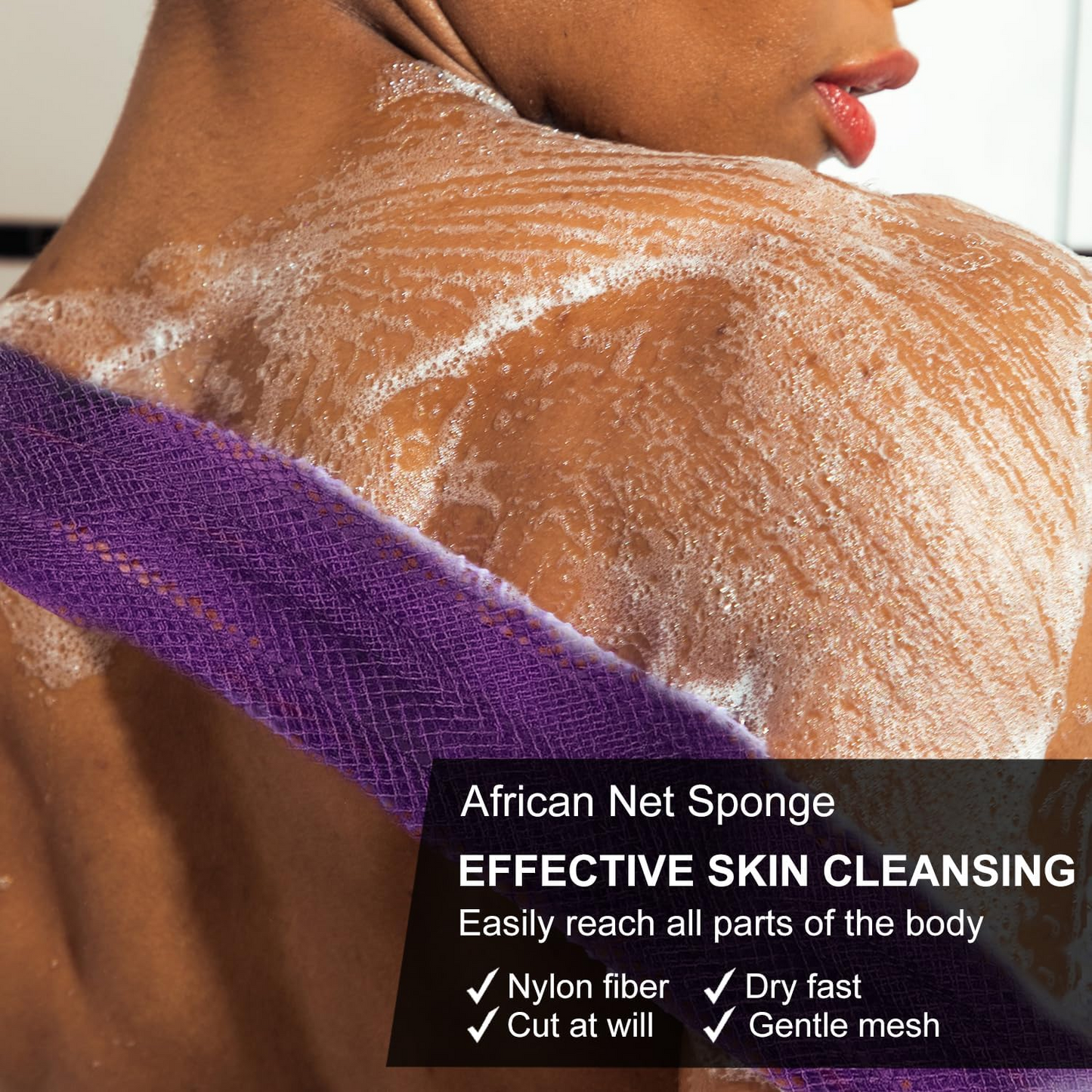 Exfoliating Soap Bag (2+1 Kit, Black & Purple)