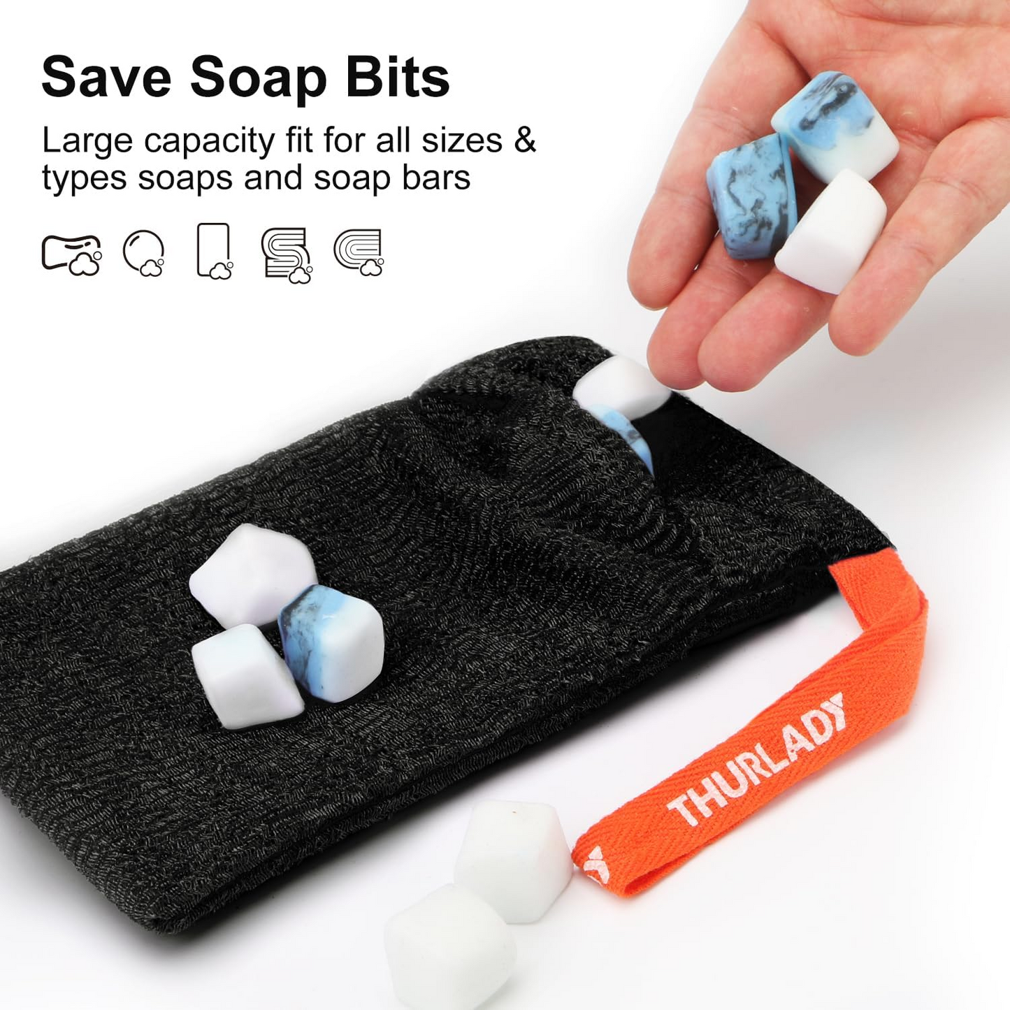 Exfoliating Soap Bag (2+1 Kit, Black & Purple)