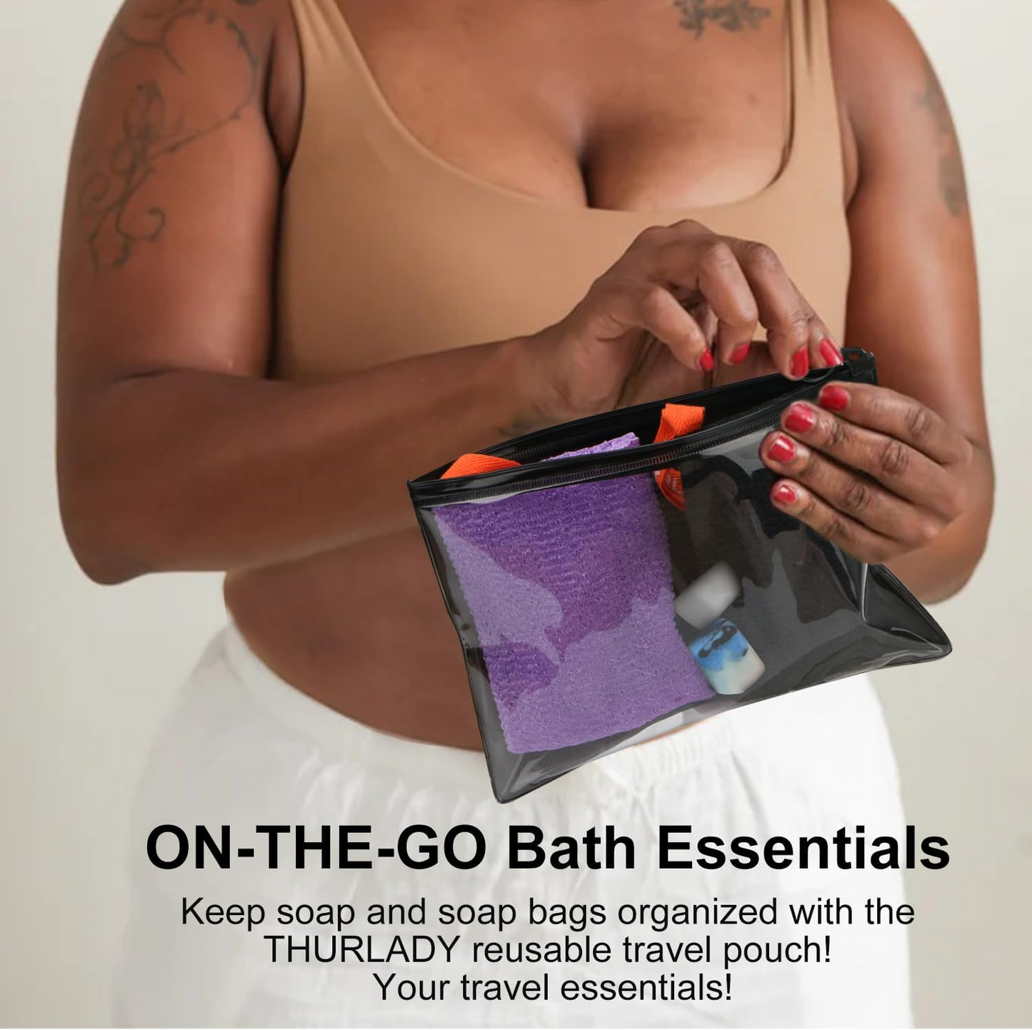 Exfoliating Soap Bag (2+1 Kit, Black & Purple)