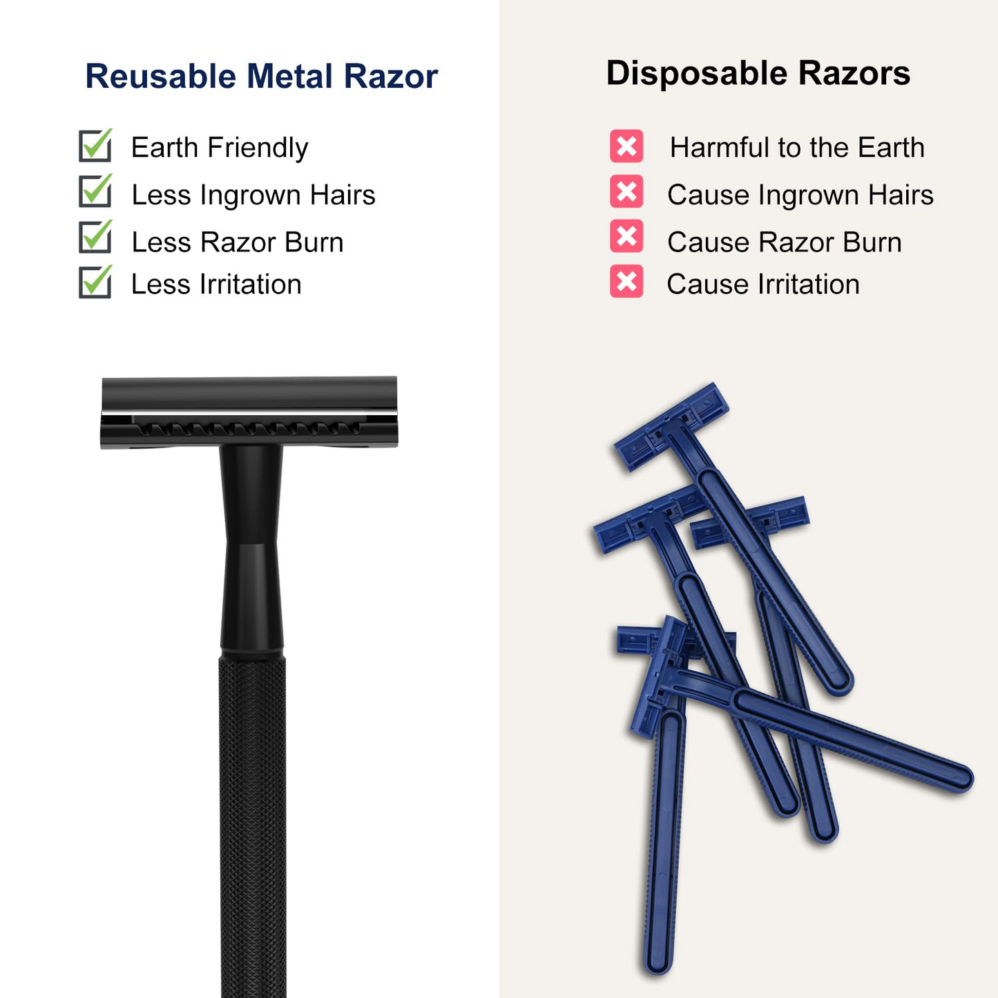 Single & Double Edge Safety Razor with Stand, Matte Black