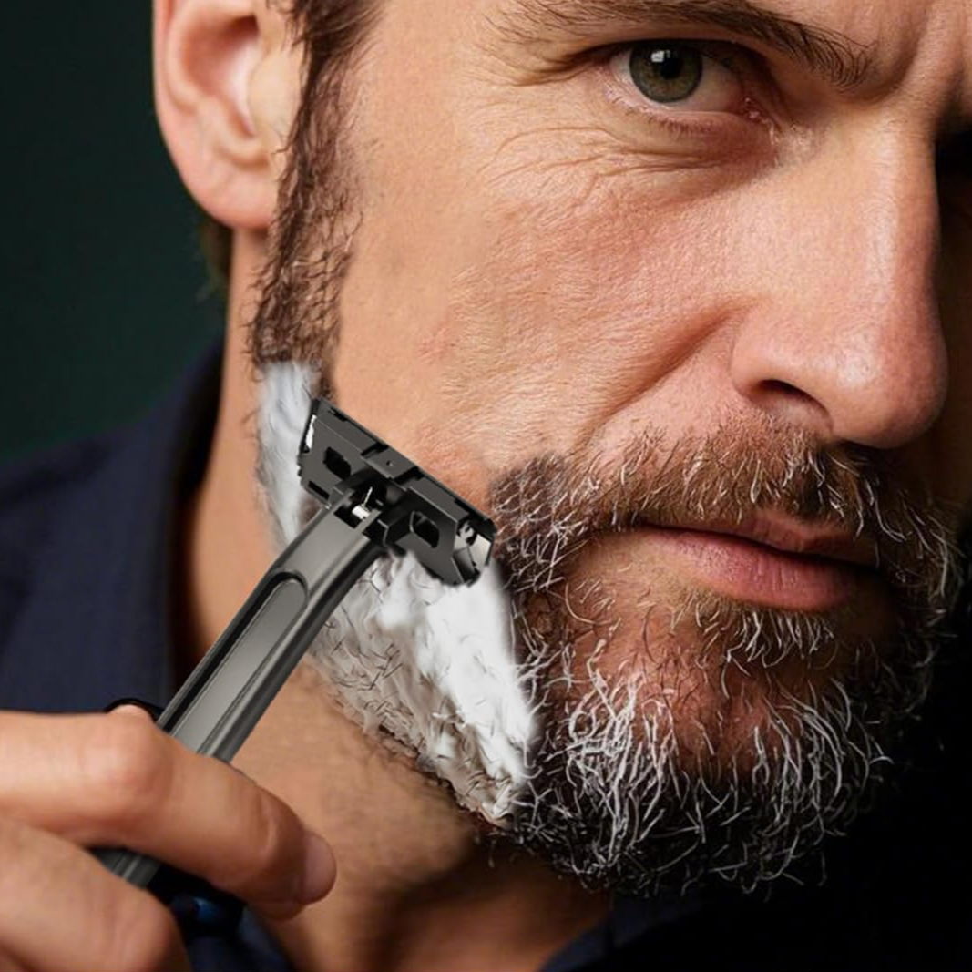 Stainless Steel Razor, 2-layer Single Edge Razor 3.0, Black