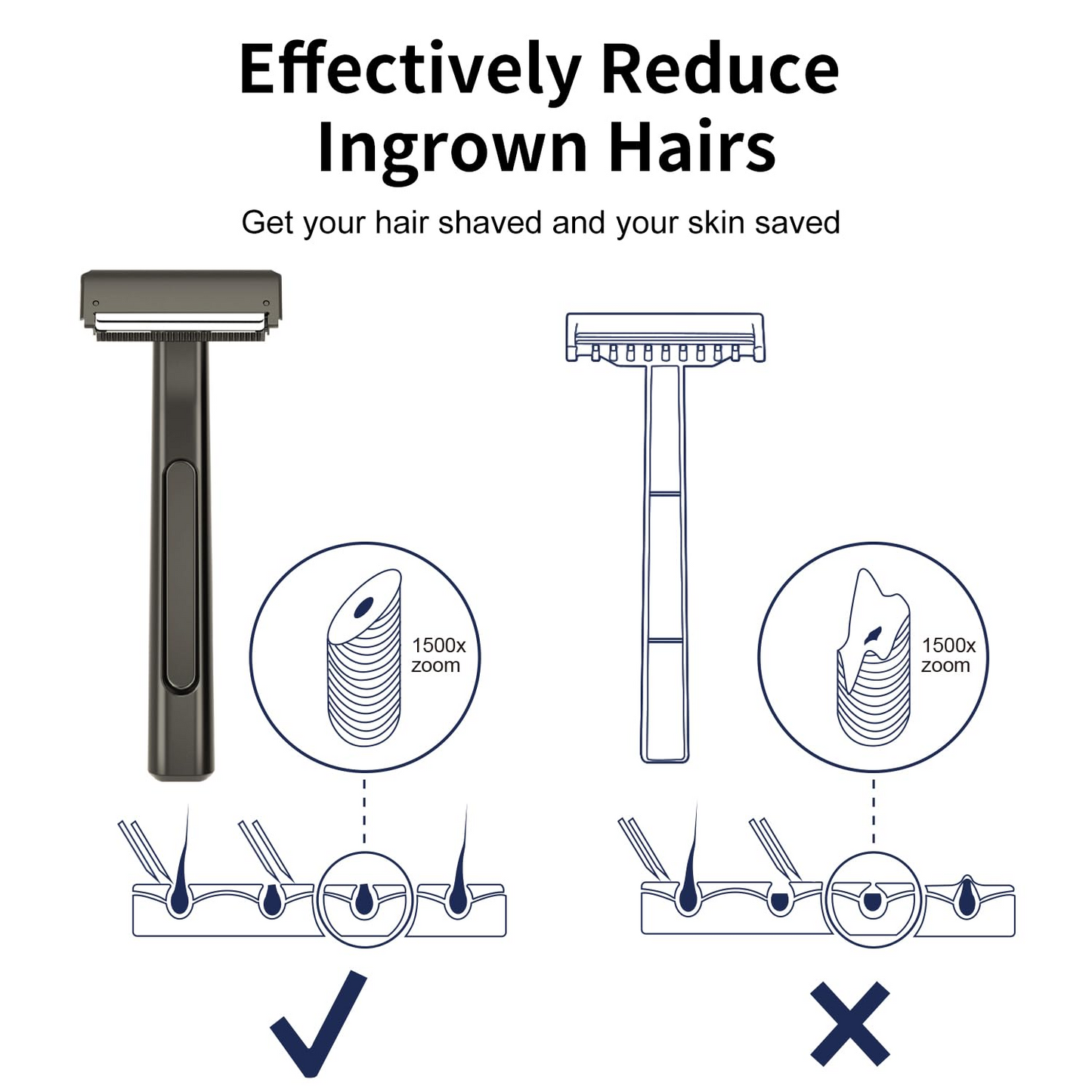 Stainless Steel Razor, 2-layer Single Edge Razor 3.0, Black