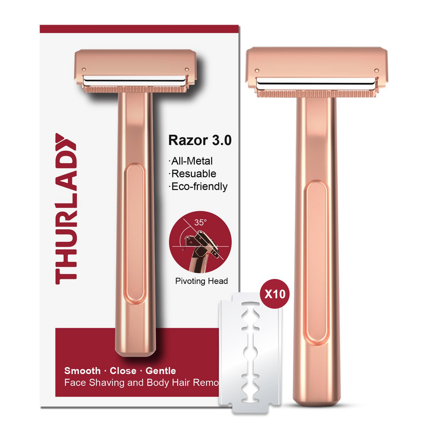 Stainless Steel Razor, 2-layer Single Edge Razor 3.0, Rose Gold