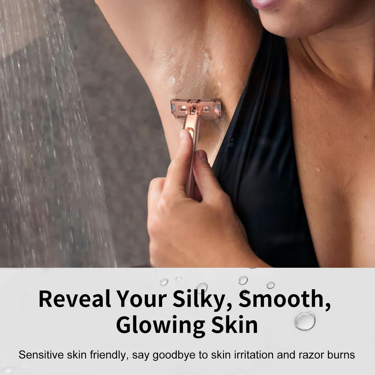 Stainless Steel Razor, 2-layer Single Edge Razor 3.0, Rose Gold