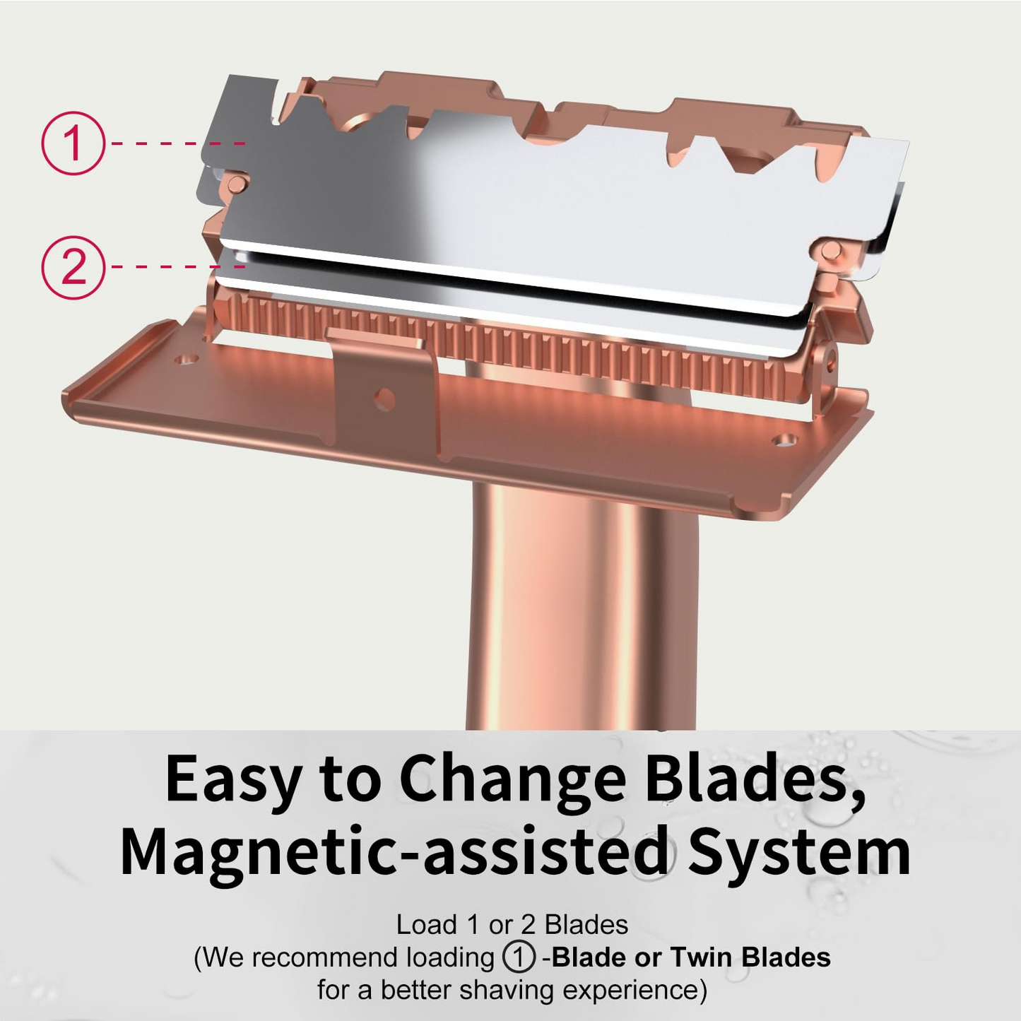 Stainless Steel Razor, 2-layer Single Edge Razor 3.0, Rose Gold