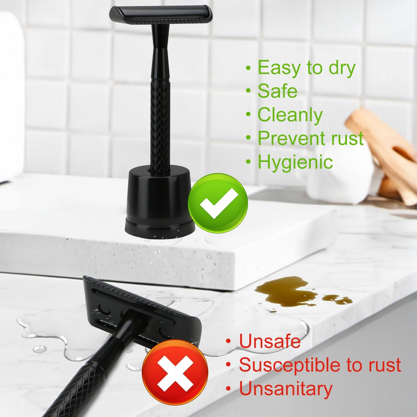 Safety Razor Stand, Safety Razor Holder (Matte Black)