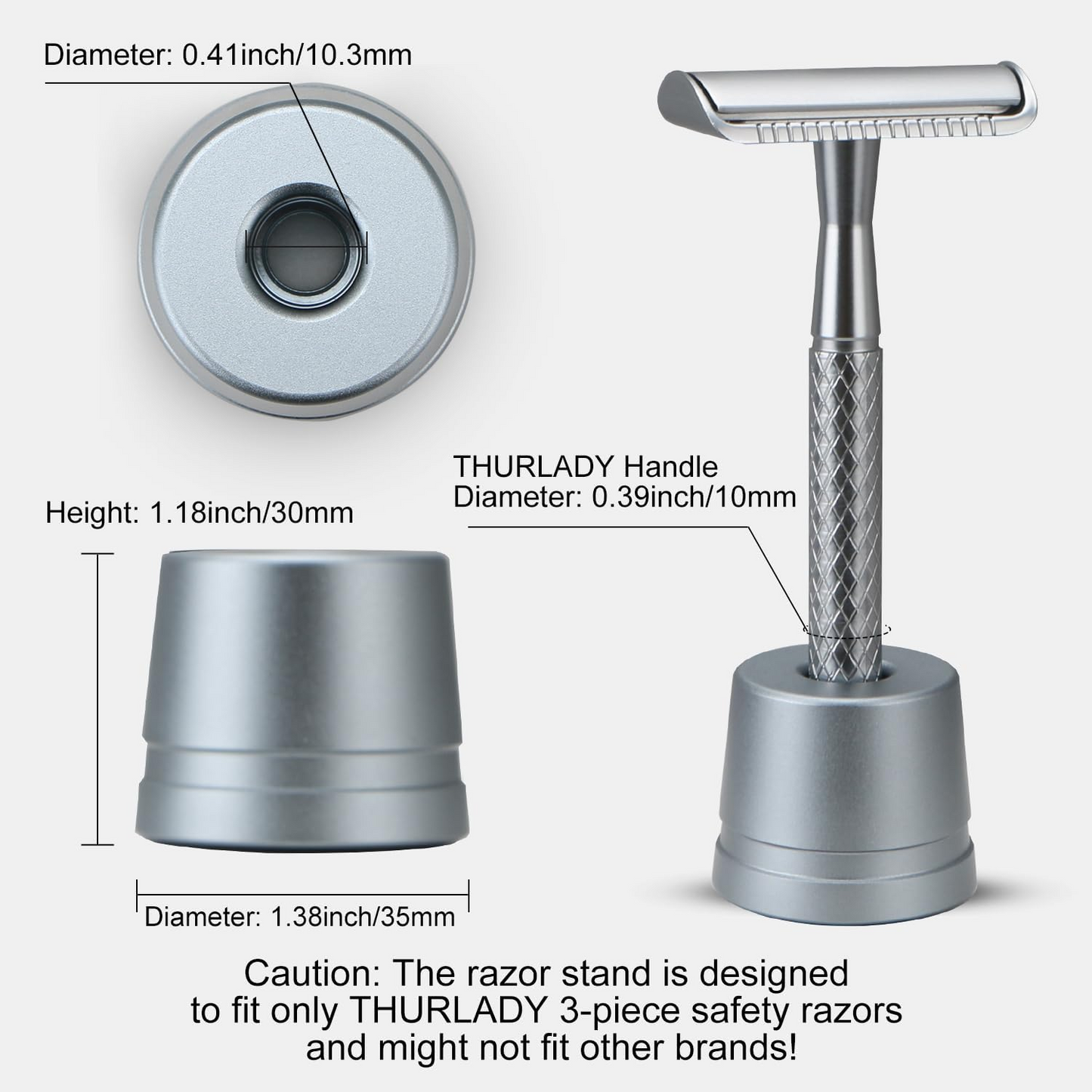 Safety Razor Stand, Safety Razor Holder (Matte Silver)