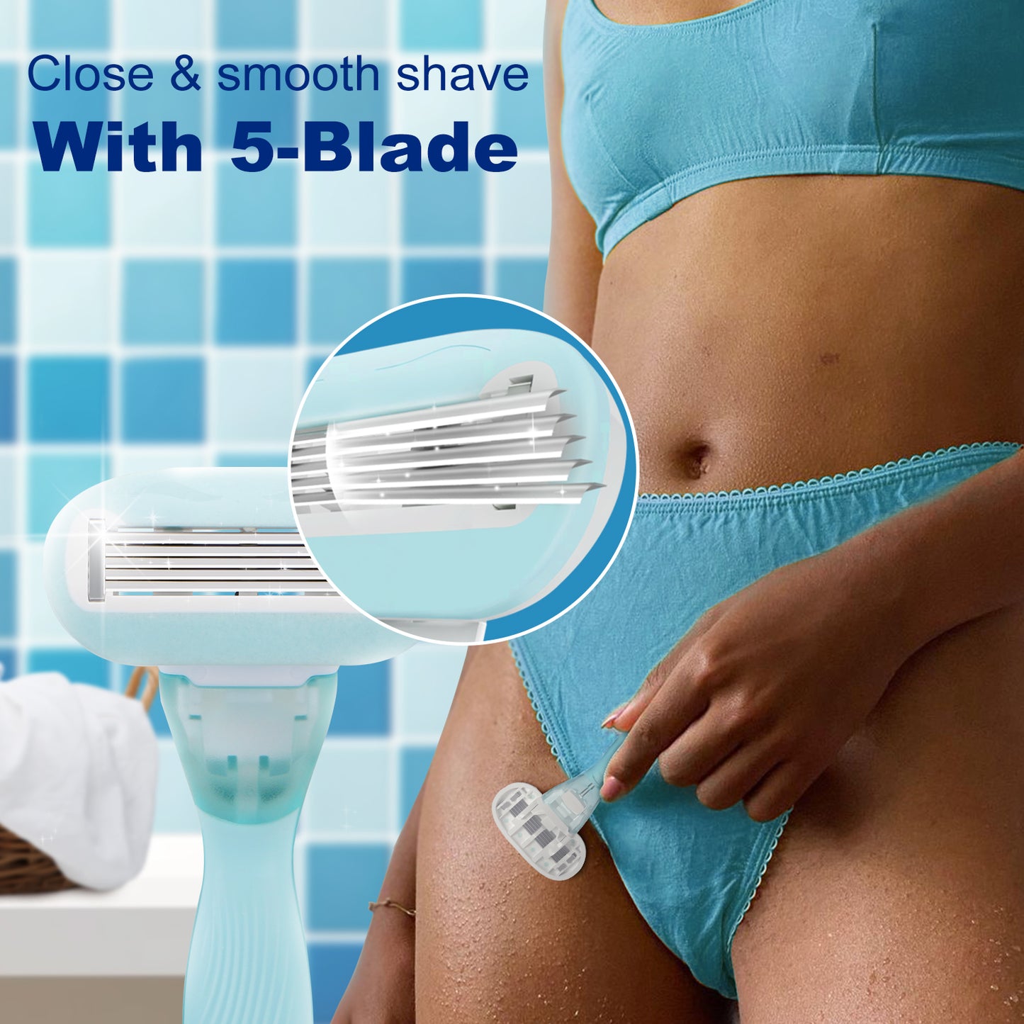 Ocean Blue Basic 5-blade Razors for Women - 1 Razor with 4 Refills