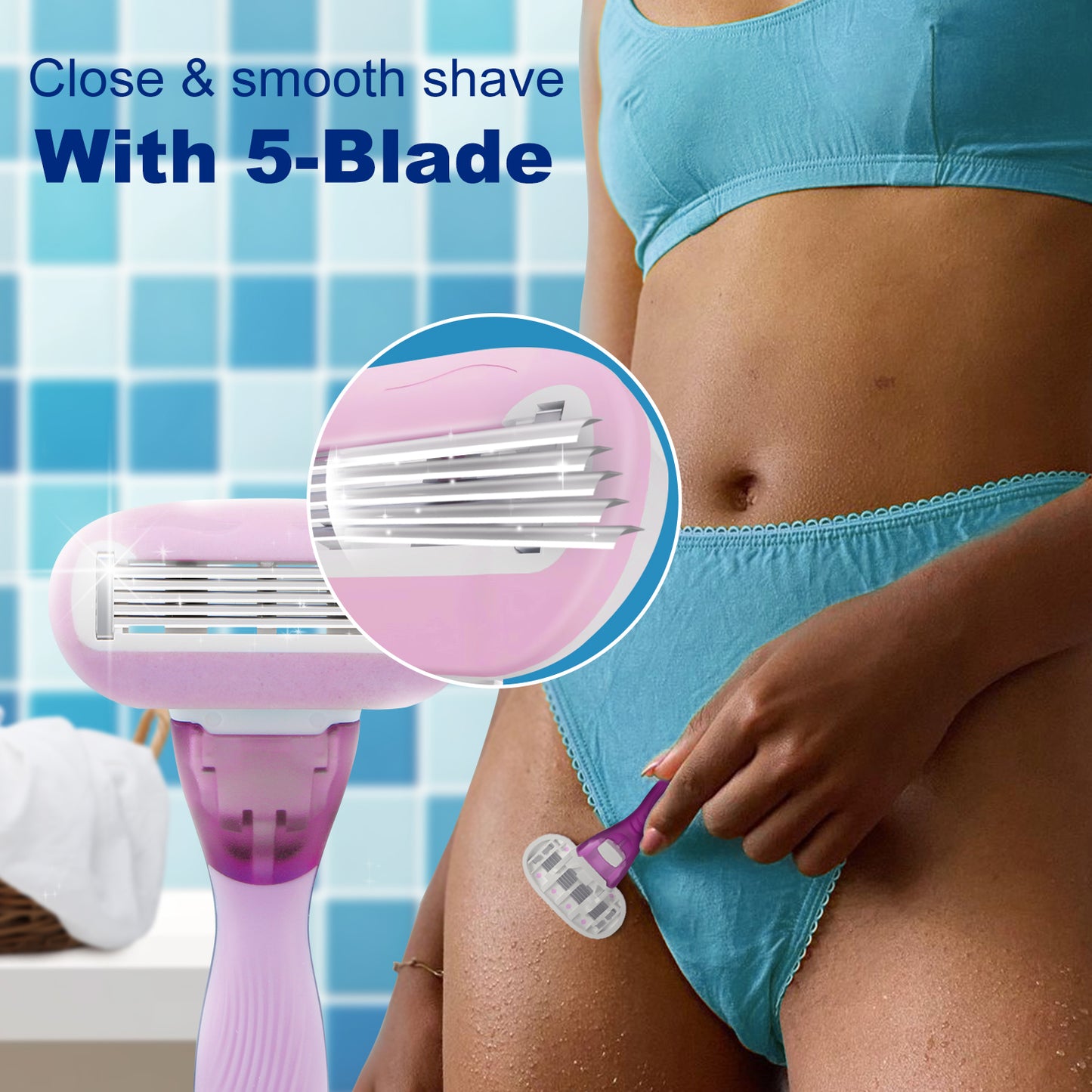 Lavender Purple Basic 5-blade Razors for Women - 1 Razor with 4 Refills