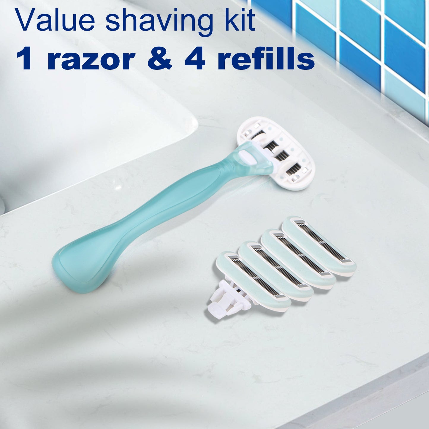 Ocean Blue Basic 5-blade Razors for Women - 1 Razor with 4 Refills