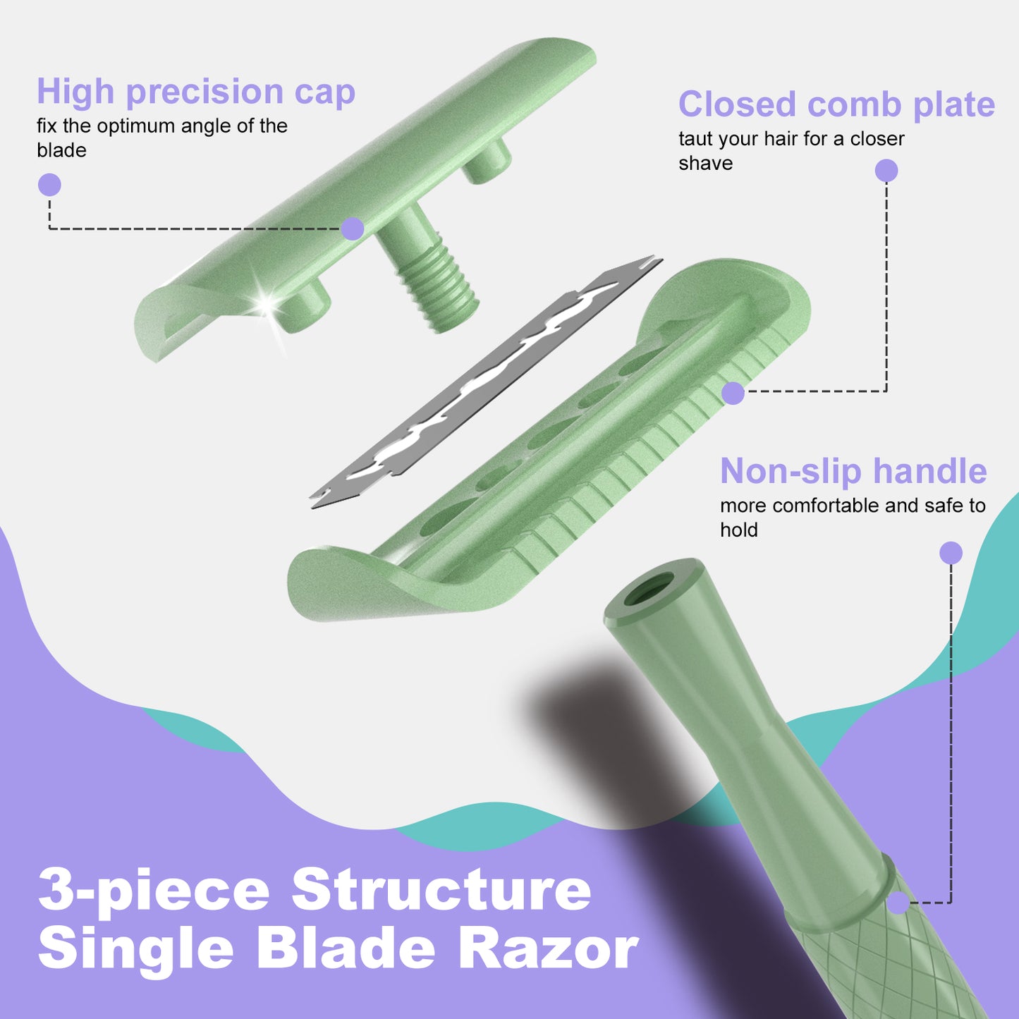 Forest Green Single Blade Double Edge Safety Razor