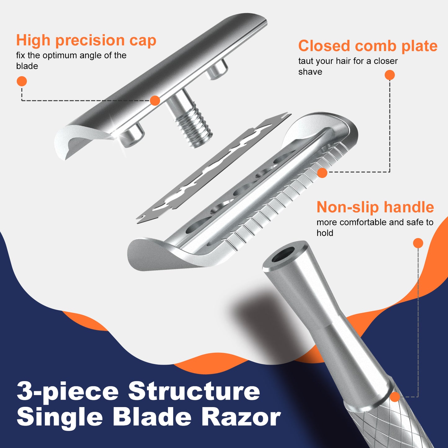 Matte Silver Single Blade Double Edge Safety Razor