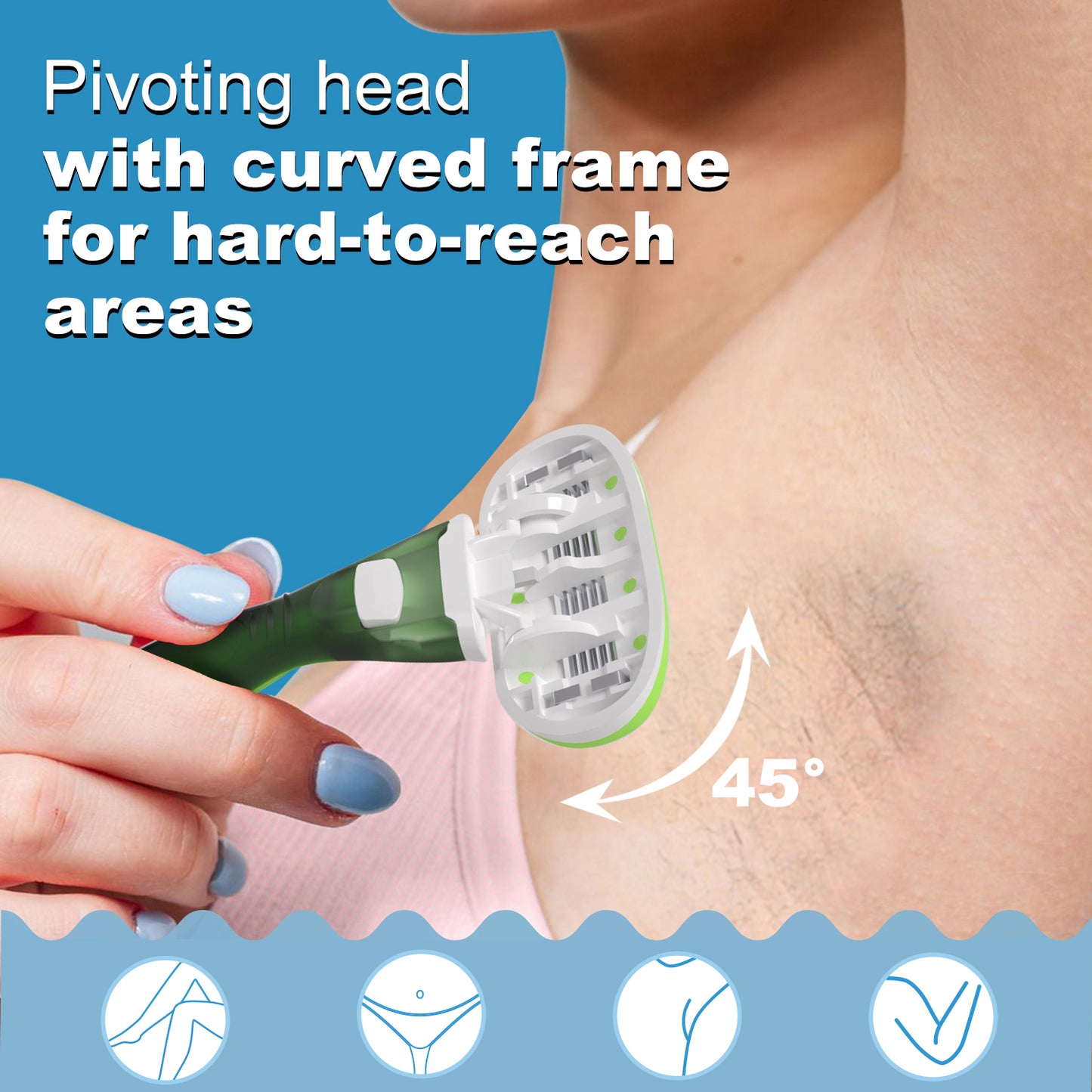 Avocado Green Basic 5-blade Razors for Women - 1 Razor with 12 Refills