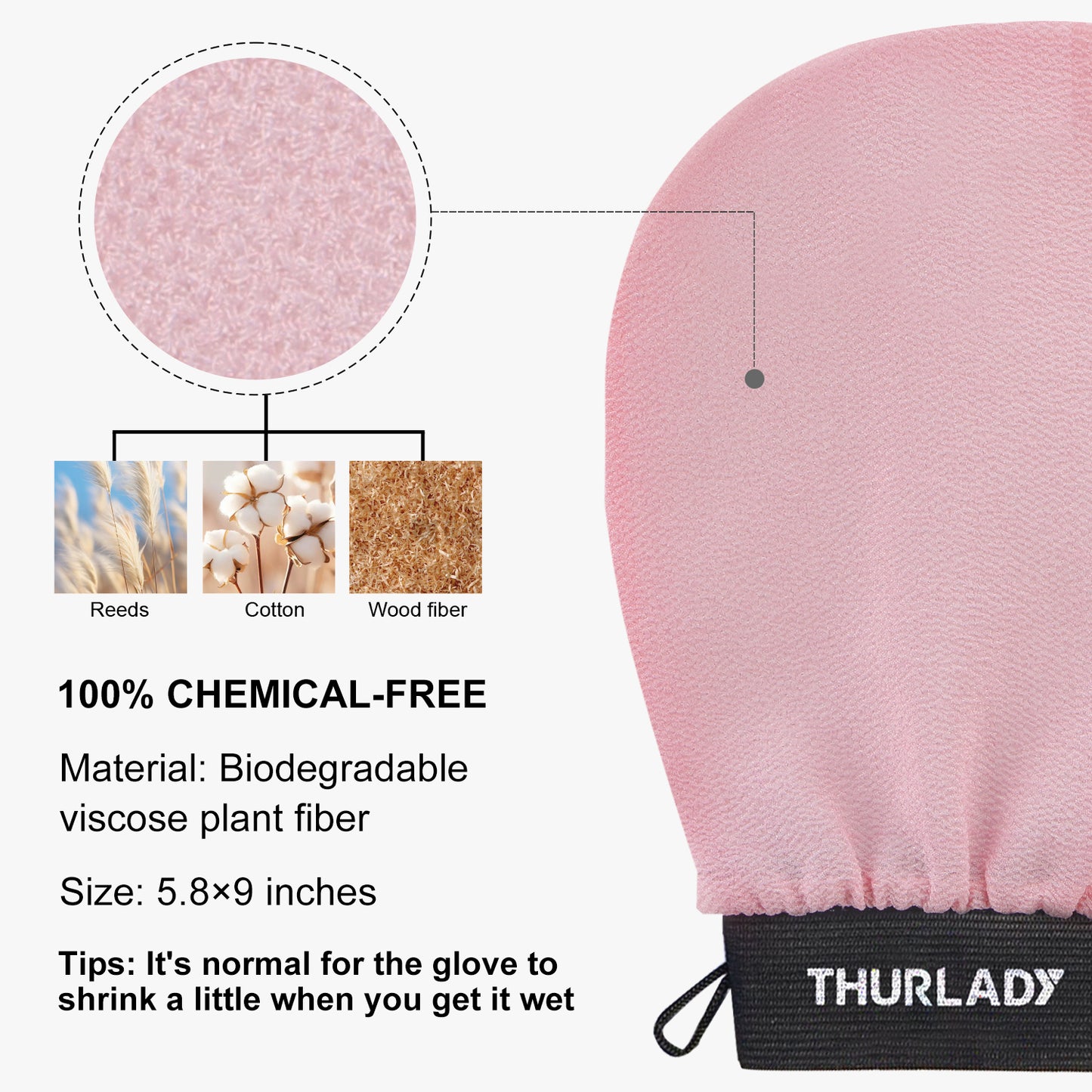 3 Pack Exfoliating Gloves for Shower(Pink/Purple/Peach)