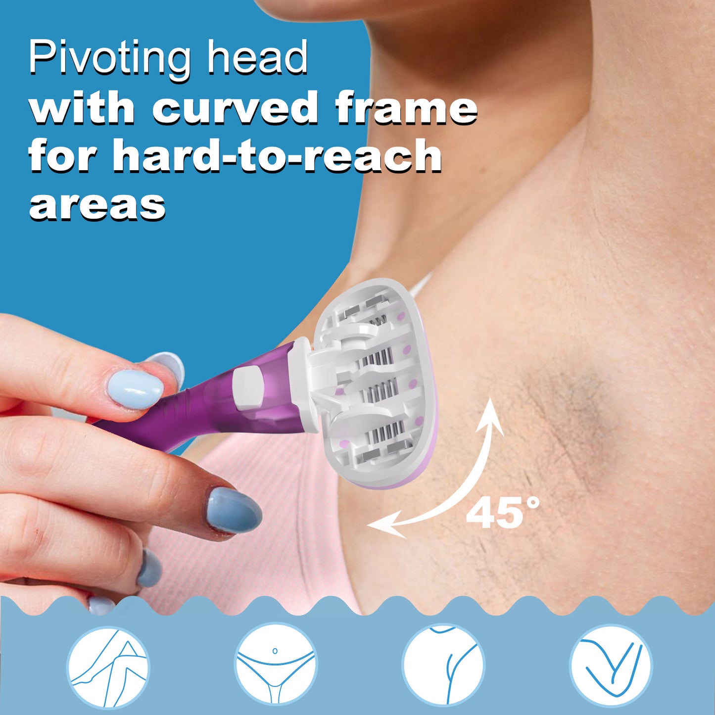 Lavender Purple Basic 5-blade Razors for Women - 1 Razor with 4 Refills