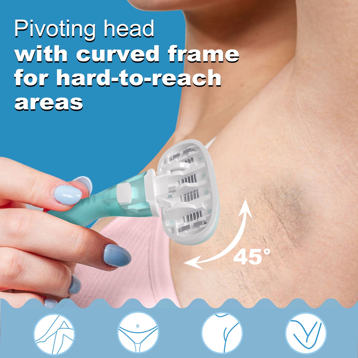 Ocean Blue Basic 5-blade Razors for Women - 1 Razor with 4 Refills