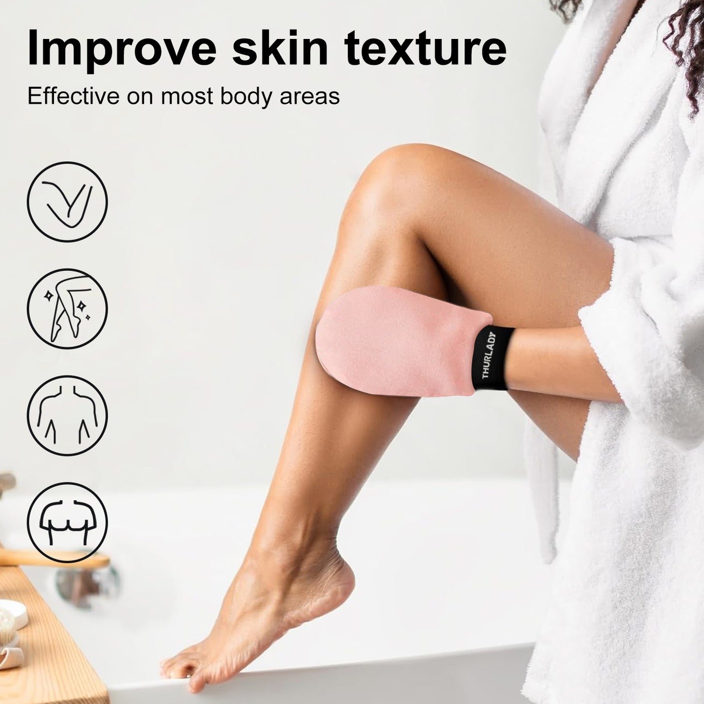 3 Pack Exfoliating Gloves for Shower(Pink/Purple/Peach)