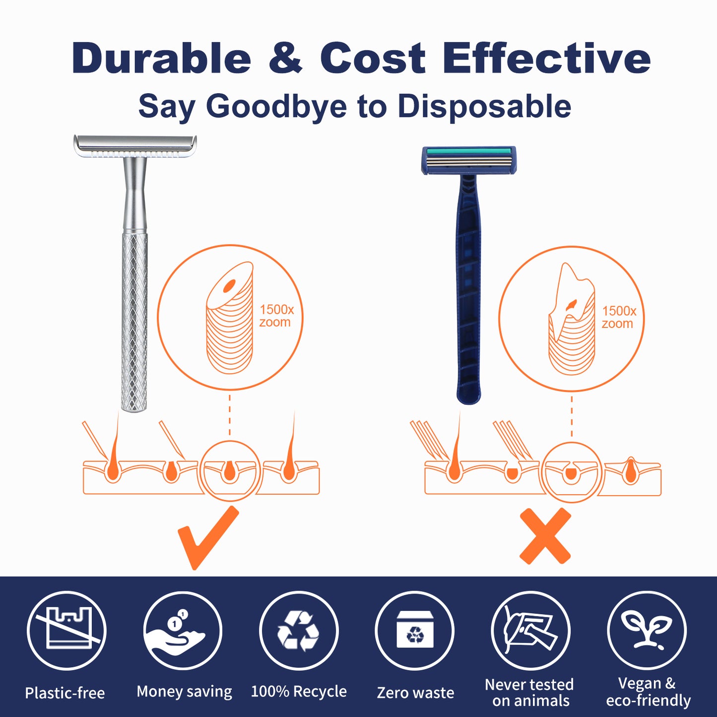 Matte Silver Single Blade Double Edge Safety Razor
