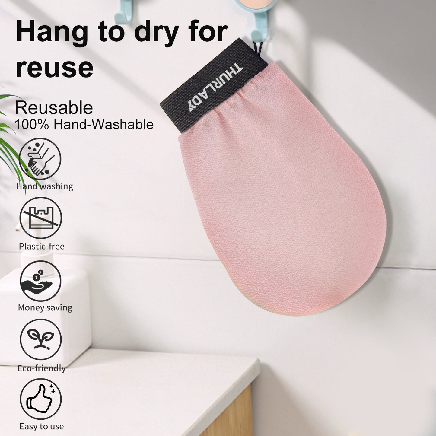 3 Pack Exfoliating Gloves for Shower(Pink/Purple/Peach)
