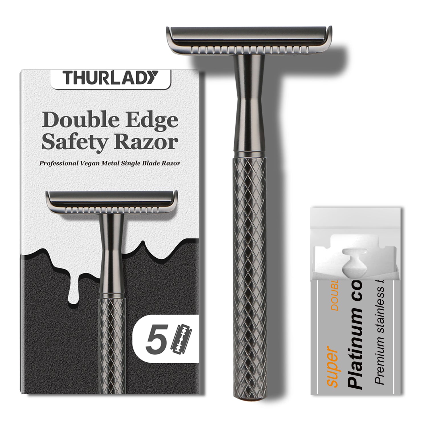 Gun Black Single Blade Double Edge Safety Razor – THURLADY 丨 Effortless ...