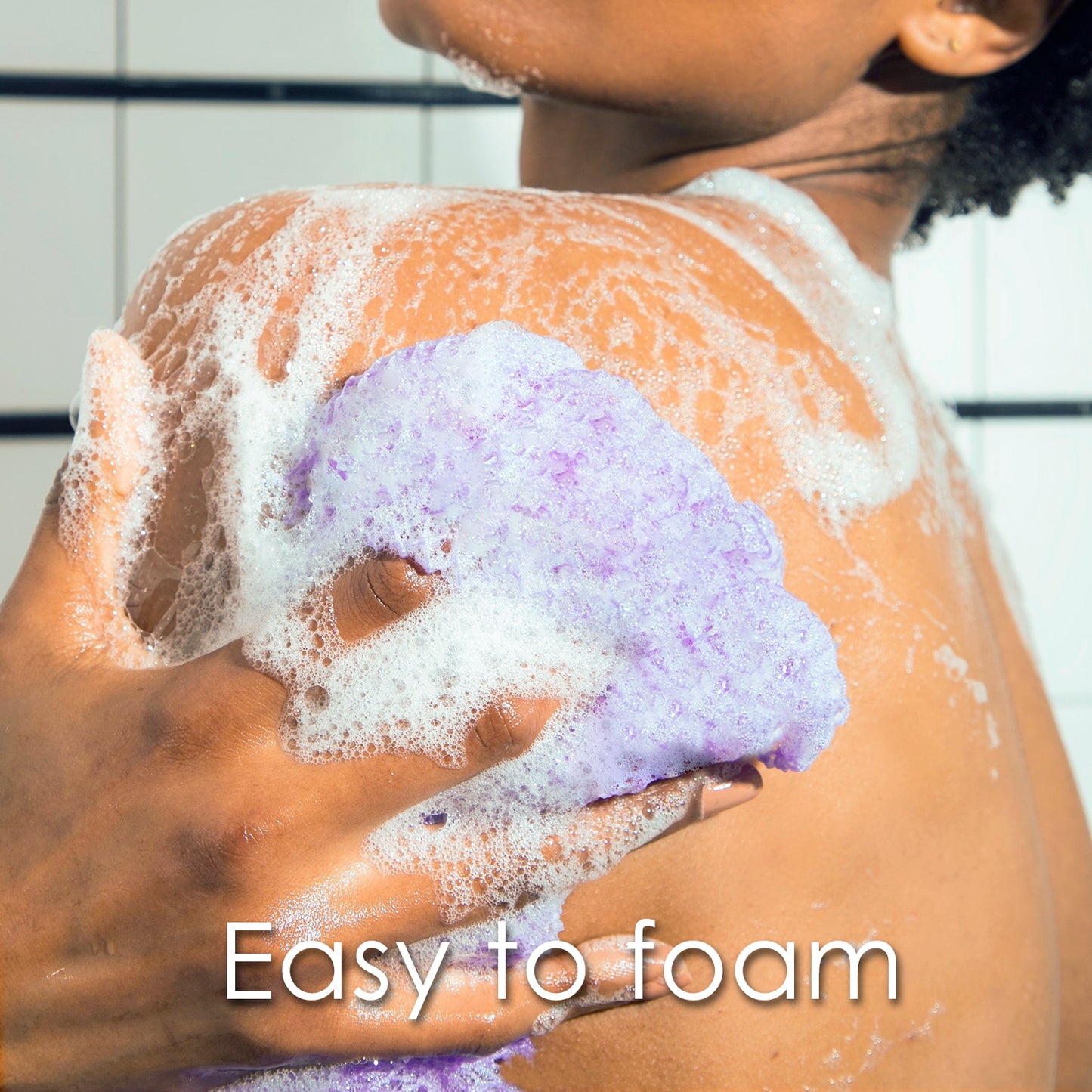 African Bath Sponge, Exfoliating Body Back Scrubber for All Skin Types, Blue & Black