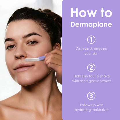 Dermaplane Razor, Metal with Silicone, 1 Handle and 10 Blades, Purple