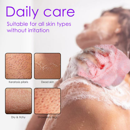 African Bath Sponge, Exfoliating Body Back Scrubber for All Skin Types, Blue & Black