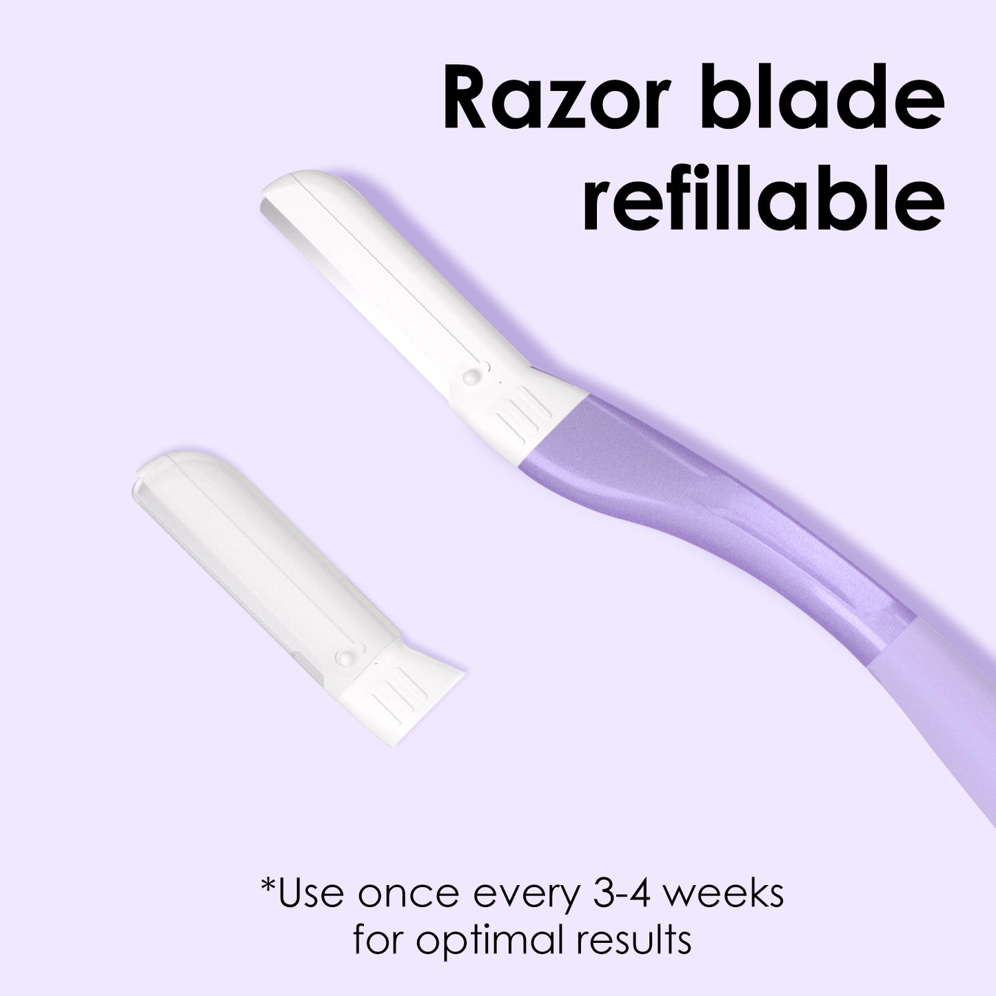 Dermaplane Razor, Metal with Silicone, 1 Handle and 10 Blades, Purple