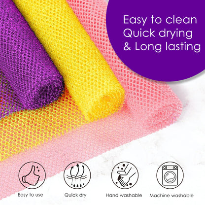 African Bath Sponge, Exfoliating Body Back Scrubber for All Skin Types, Blue & Black