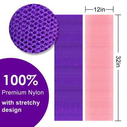 African Bath Sponge, Exfoliating Body Back Scrubber for All Skin Types, Pink & Purple