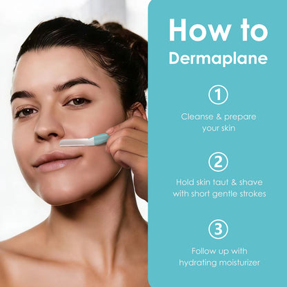 Dermaplane Razor, Metal with Silicone, 1 Handle and 10 Blades, Blue