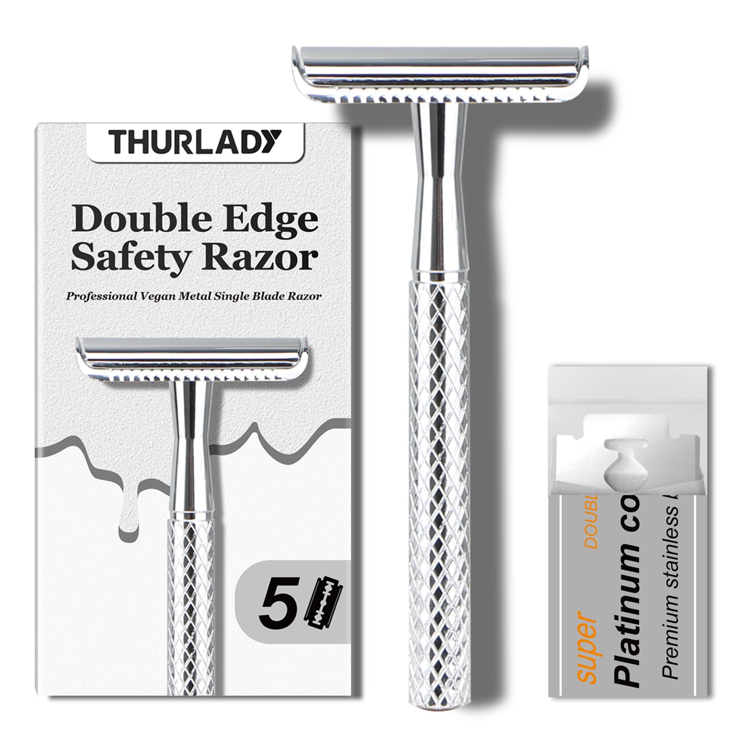 Bright Silver Single Blade Double Edge Safety Razor – THURLADY 丨 ...