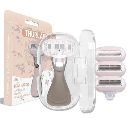 Coffee Brown Travel Razors for Women - 1 Razor with Case and 3 Refills