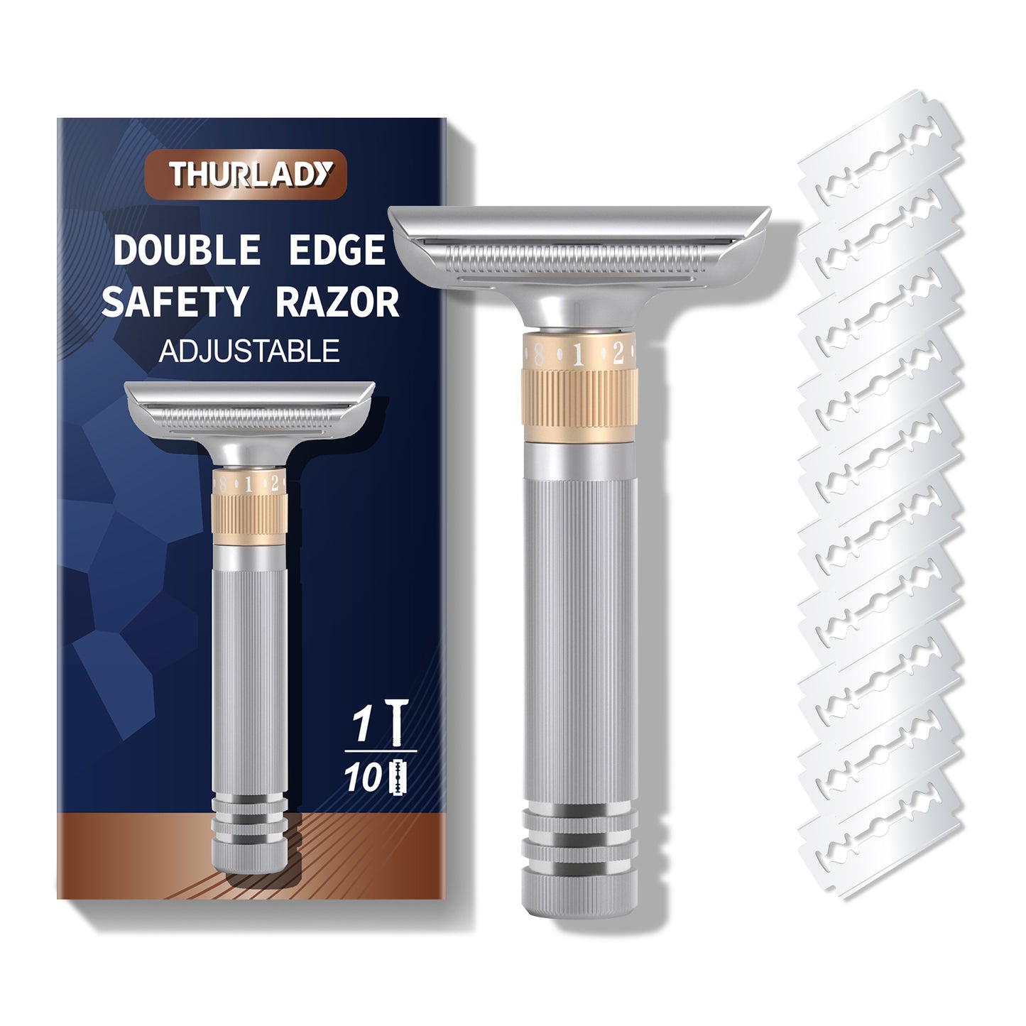 Matte Silver - Adjustable Single Blade Double Edge Safety Razor