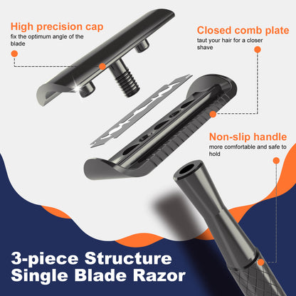 Gun Black Single Blade Double Edge Safety Razor