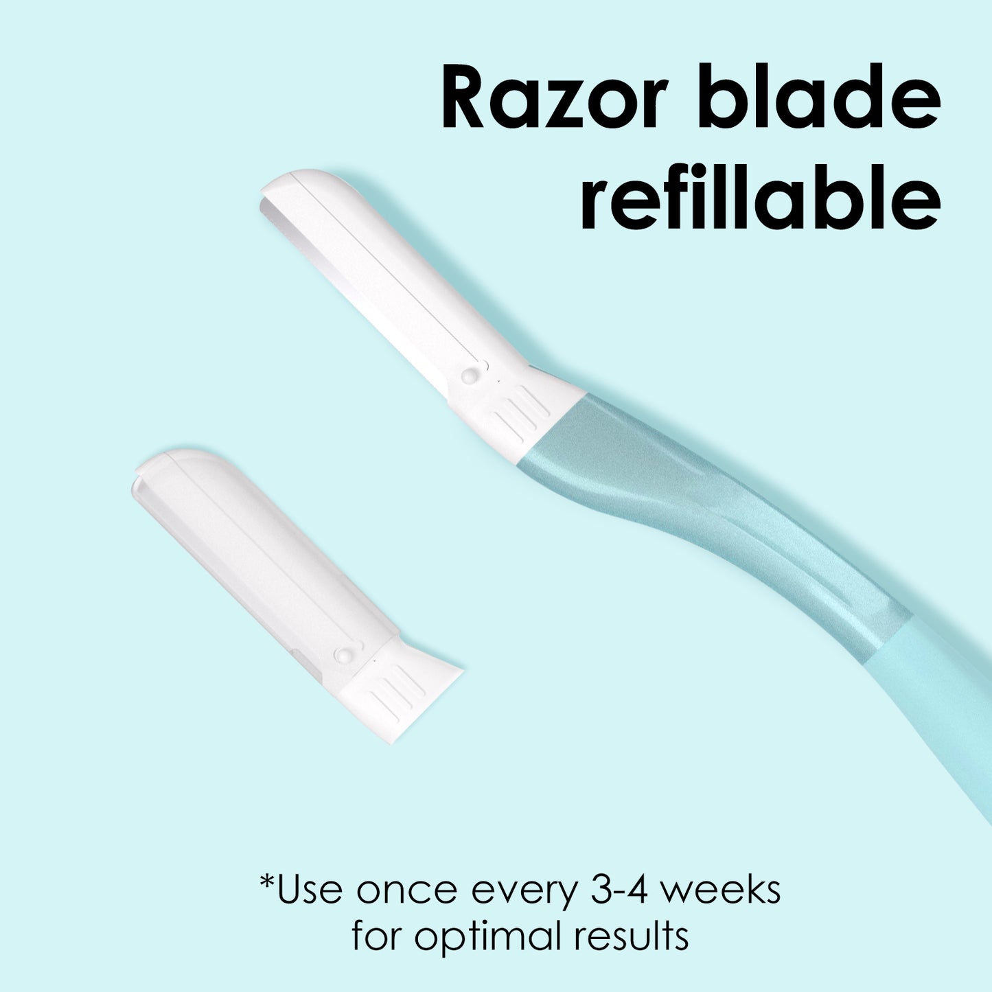 Dermaplane Razor, Metal with Silicone, 1 Handle and 10 Blades, Blue