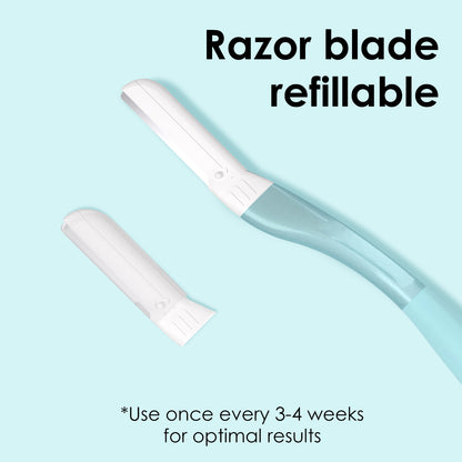 Dermaplane Razor, Metal with Silicone, 1 Handle and 10 Blades, Blue