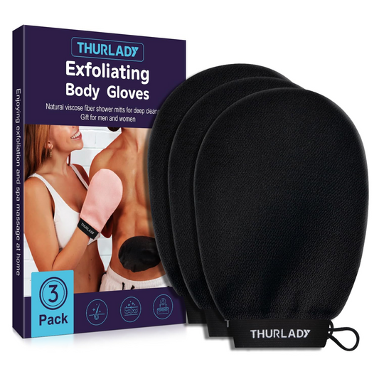 3 Pack Exfoliating Gloves for Shower(Black 3 Pack)
