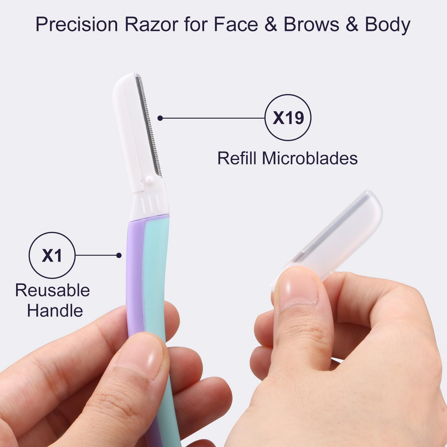 Dermaplane Razor for Women Face (Wisteria, 1 Razor & 18 Blade Refills)