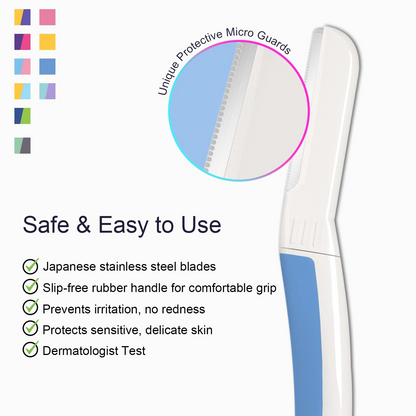 Dermaplane Razor for Women Face (12Count, Blue)