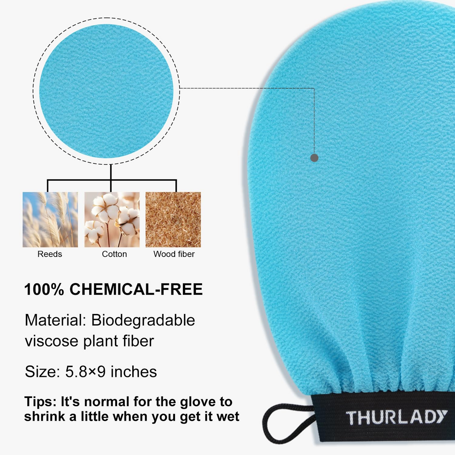 1 Pack Exfoliating Glove for Shower, Blue