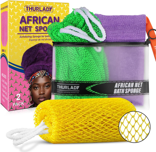 African Net Sponge Authentic (2+1 Kit, Yellow & Green)