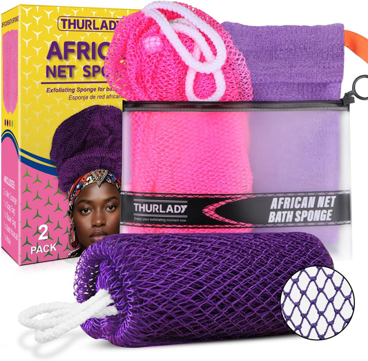 African Net Sponge Authentic (2+1 Kit, Purple & Pink)