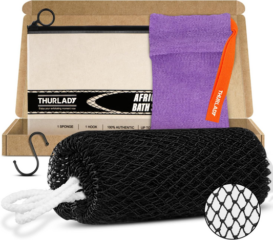 1 Pack African Net Bath Sponge, Black