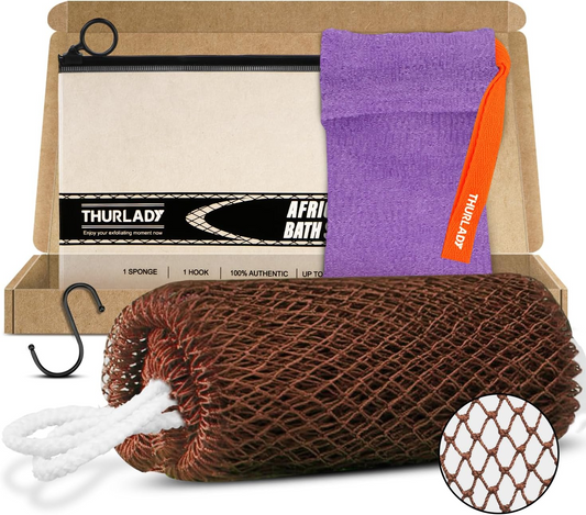 1 Pack African Net Bath Sponge, Brown